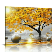 Patifu Canvas Wall Art For Living Room Large Wall Decor For Bedroom Black And White Wall Pictures Yellow Tree wall Painting Office Wall Decor Home Decoration Natural 20x16in