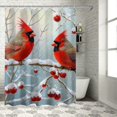thumbnail image 1 of Patifu Cardinals Branch Snow Shower Curtain for Bathroom Decoration 100% Polyester with Hooks 60"x72, 1 of 7