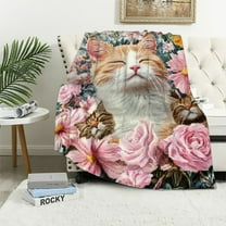 Patifu Cat Blanket Plush Gift for Kid Women Comfy Throw-Just A Girl Who Loves Cats-Soft Lightweight Kawaii Kitten Quilt Cozy Sheet Cute Animals Warm Sherpa Blankets for Couch Bed Chair  40x50in