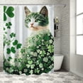 thumbnail image 1 of Patifu Cat Pillow Clover Shower Curtain Set with Hooks 100% Polyester 60"x72, 1 of 7