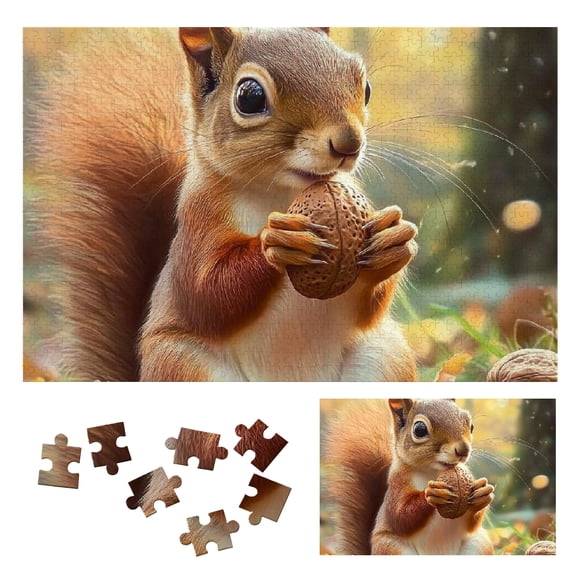 Patifu Challenging Wood Puzzle for Adults Squirrel Nut Forest Style Gift for Family Friends 1000 PCS