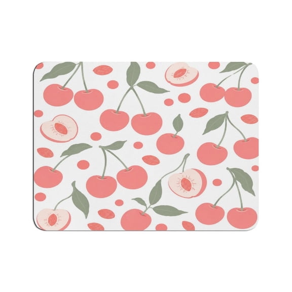 Patifu Cherry Doodle Mouse Pad, Square Smooth Surface Desk Mat, Stitched Edge for Office, Laptop, Computer, Home,