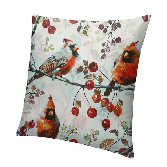 Patifu Christmas Cardinal Pillow Covers Cardinal Decor, Cardinal Christmas Decorations, Winter Red Cardinal Birds Cherries Decorative Pillow Covers for Holiday Home Decor, Winter Home Decor 18x18in