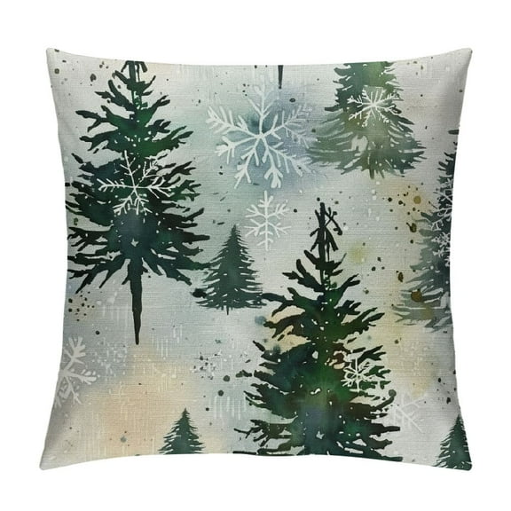 Patifu Christmas Pillow Cover  Christmas Tree Snowflake Decoration Holiday Farmhouse Winter Pillow Case Decor for Home Sofa Couch  12x12in
