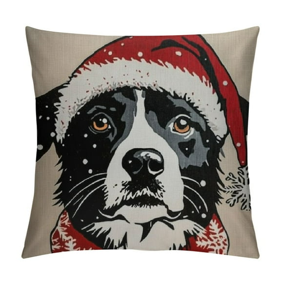 Patifu Christmas Pillow Covers  Australian Shepherd Christmas Decorations Pillowcase Xmas Dog Throw Pillow Covers Home Sofa Living Room Decorative Cushion Case 12x12in