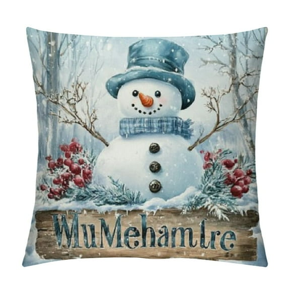 Patifu Christmas Pillow Covers Halloween Winter Fall Seasonal Throw Pillow Covers Vintage Pumpkin Ghost Snowman Decorative Pillows Cases for Holiday Home Couch Decor 22x22in