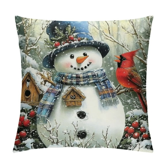 Patifu Christmas Pillow Covers Snowman Snowflake Decorative Outdoor Throw Pillow Covers Winter Pillow Cases  Cushion Covers for Couch Sofa Bed Home Winter Decor  12x12in