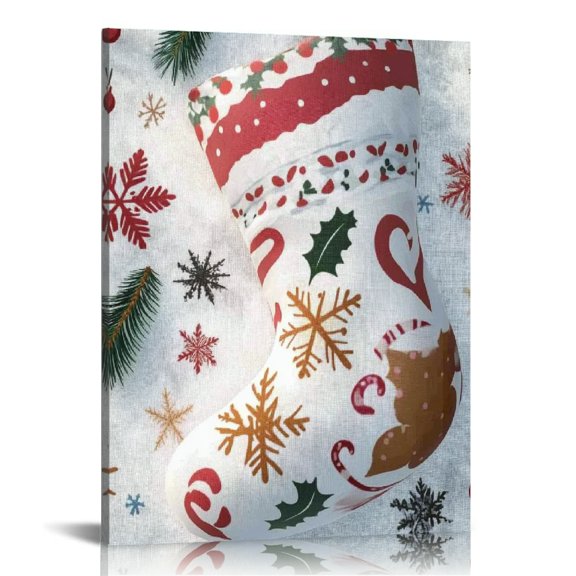 Patifu Christmas Stocking Art Modern Canvas Prints for Living Room Bedroom Home Office Wall Decor 12x16 in