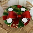 thumbnail image 1 of Patifu Christmas Tree Bow Message Round Tablecloth 100% Polyester Stain-Resistant Indoor Outdoor Dining Decor Full Width Single-Sided Printing Washable Home Kitchen Decoration 38"-42, 1 of 8