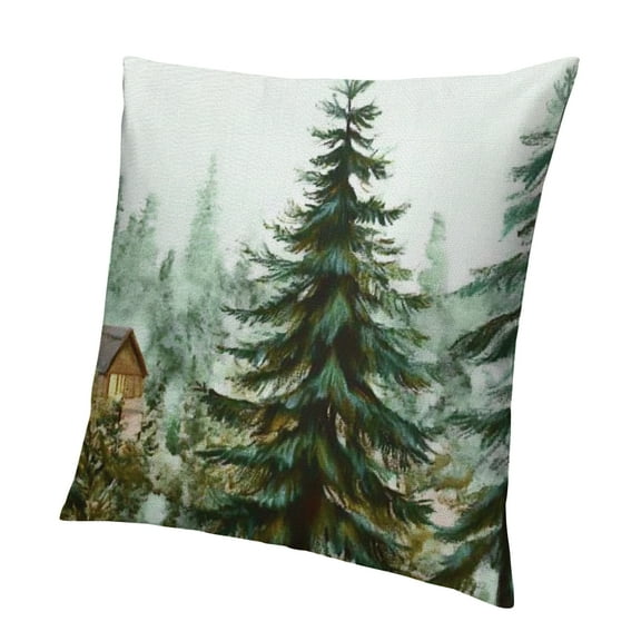 Patifu Christmas Tree Pillow Covers  Green White Decor Farmhouse Xmas Pine Tree Outdoor Porch Throw Pillows Holiday Decorative Winter Forest Cushion Case for Home Sofa Couch Living Room 12x12in