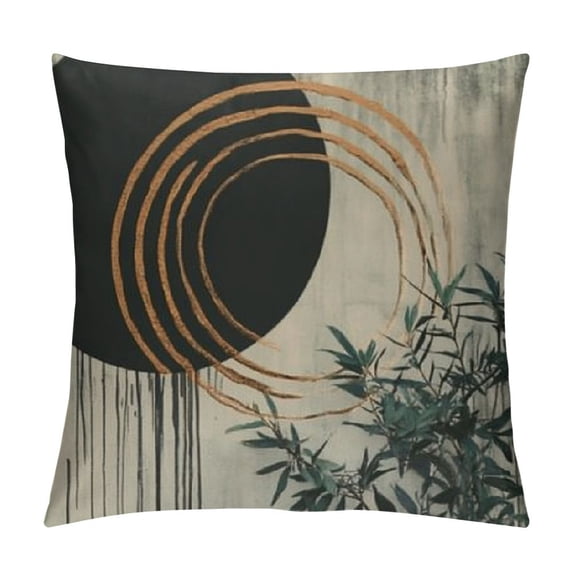 Patifu Circle Theme Graphic Decorative Pillow Cover for Home Couch Living Room Sofa, Short Plush Cushion Case Home Furnishing 22x22in