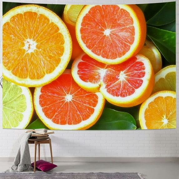 Patifu Citrus Fruits Tapestry Wall Hanging Unique Style Graphic Tapestries Home Wall Decor Art Living Room Bedroom Apartment Farmhouse Dorm 40x60inch
