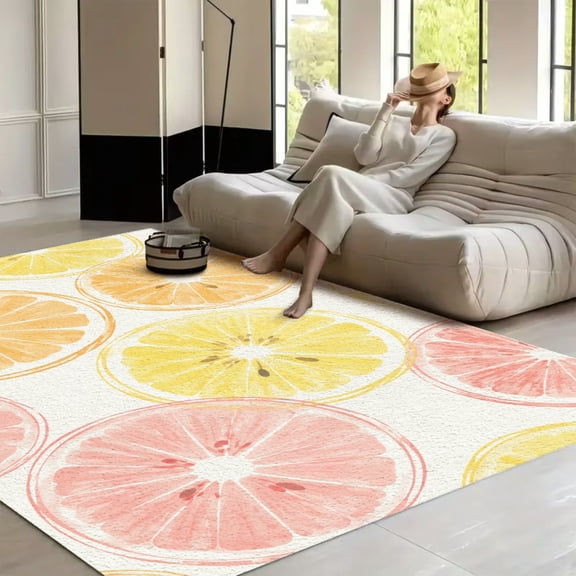 Patifu Citrus Slices Doormat Floor Mats Washable Area Rug for Living Room, Non Slip Large Decor Carpet for Bedroom Dining Office
