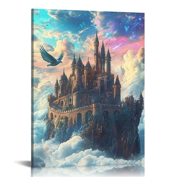 Patifu Clouds Bird Wall Decor for Bedroom, Kitchen, Living Room & Home Office Canvas Art Print 16x20 in