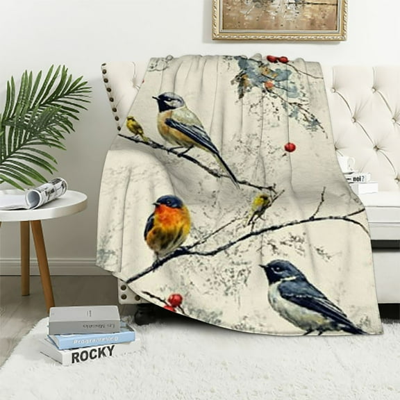 Patifu Colorful Birds Pattern Throw Blanket Soft and Comfortable Sofa/Bed Blankets 60x80in