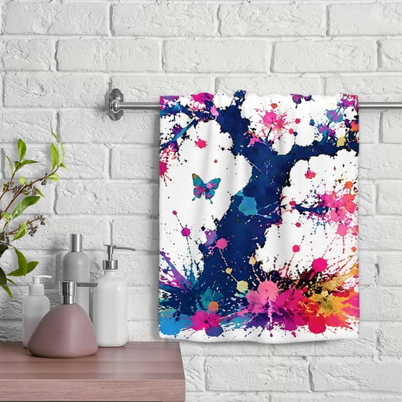 Patifu Colorful Splatter Cherry Tree Microfiber Kitchen Hand Towels 29.5x13.8 Inches 29.5x13.8in