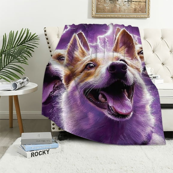 Patifu Corgi Dog Blanket Soft Warm Plush Cute Dog Throw Blanket Lightweight Plush Fuzzy Cozy Dog Blanket for Lover Kids Adult Suitable for Couch Sofa Bed 60x80in