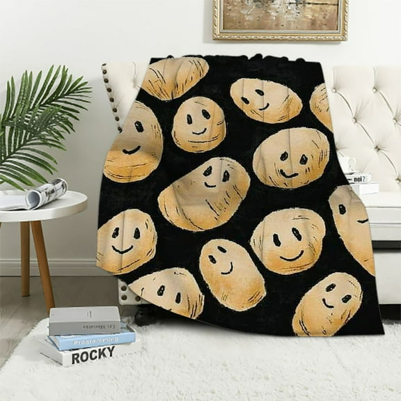 Patifu Custom Flannel Blanket with Text Cute Kawaii Potato with Name Customized Blankets Warm Unique Personalized Throw Souvenirs Gift of Love 60x80in