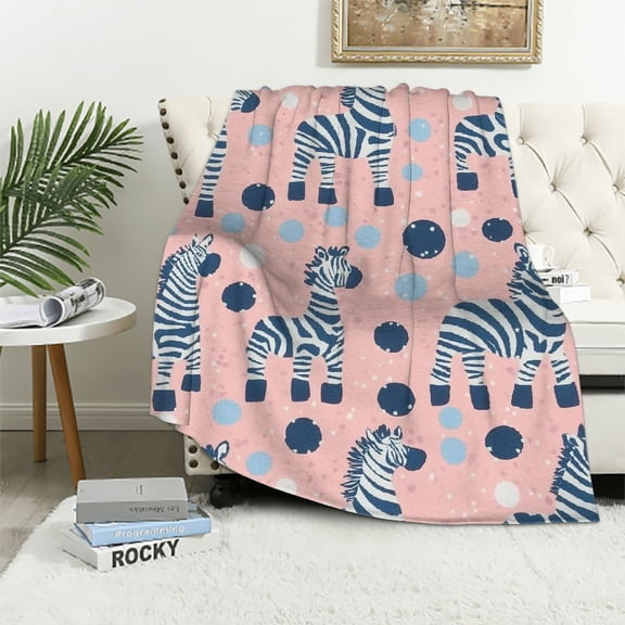 Patifu Cute Cartoon Zebra Blanket Adorable Polka Dot Throw Blankets,Birthday Gifts for Kids & Animal Lovers,Lightweight Soft for Sofa Couch Bed Room Travel Decor 40x50in