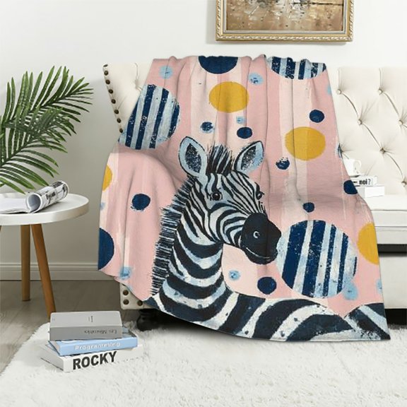 Patifu Cute Cartoon Zebra Blanket Adorable Polka Dot Throw Blankets,Birthday Gifts for Kids & Animal Lovers,Lightweight Soft for Sofa Couch Bed Room Travel Decor 60x80in