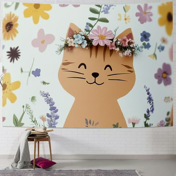 Patifu Cute Cat Tapestry Wall Hanging Unique Style for Home Wall Decor Art Living Room Bedroom Farmhouse Dorm Mother's Day Gift 40x30inch