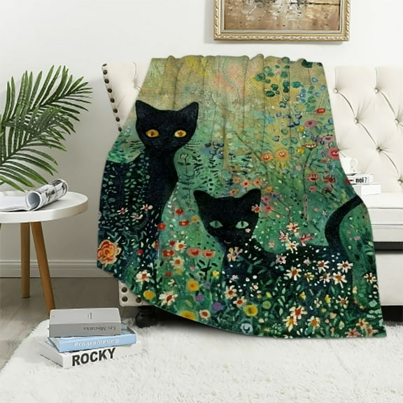 Patifu Cute Cat Warm Lightweight Fleece Blanket for All Seasons Perfect Cow Gifts Blanket Exquisite Mother's Day Gifts 40x50in