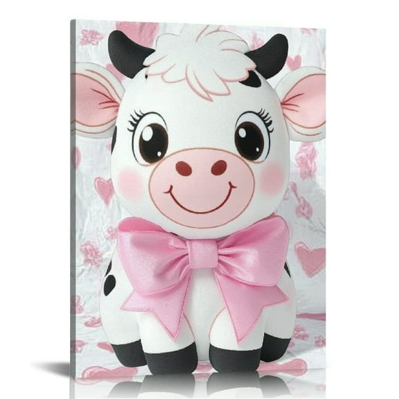 Patifu Cute Cow Art Modern Canvas Prints Wall Decor for Home Office 12x16 in
