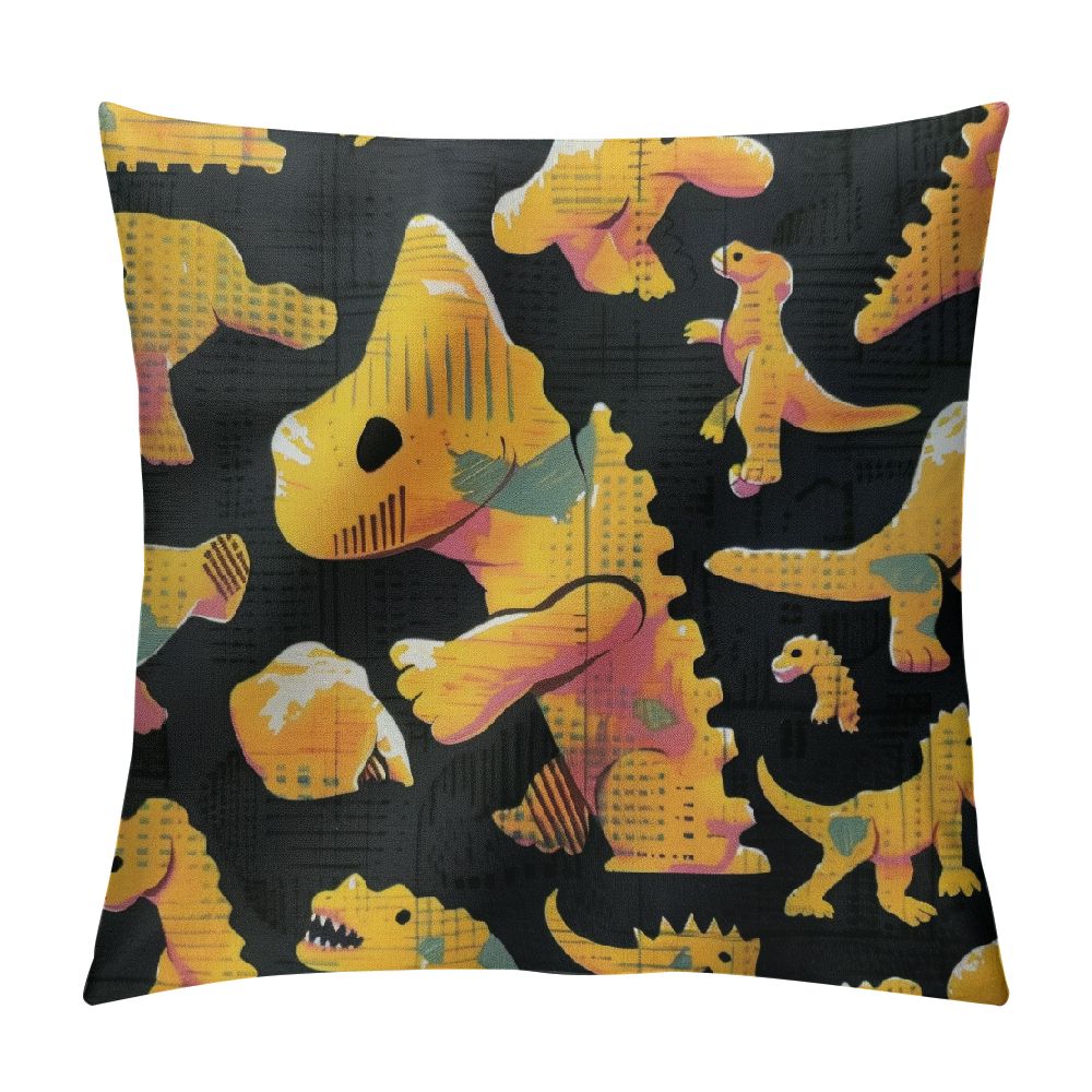Patifu Cute Dinosaur Chicken Nuggets Pillow Covers Square Throw