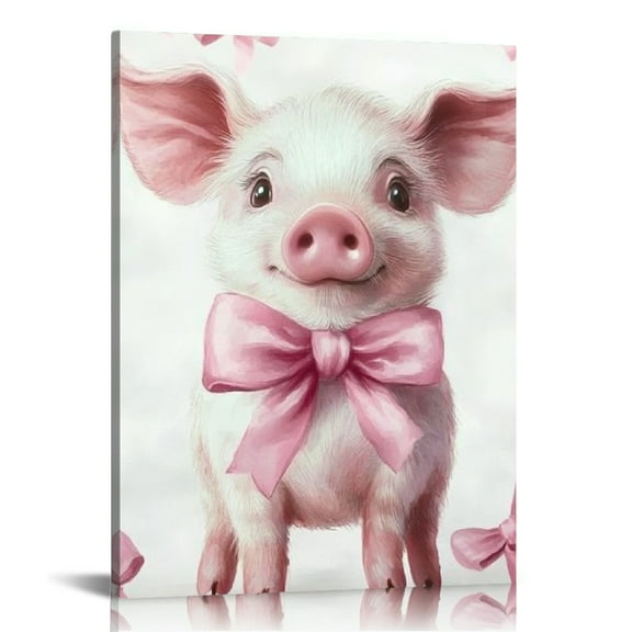 Patifu Cute Pig Wall Decor Canvas Art Print for Living Room Bedroom Home Office, High-Resolution Image, Handmade, Waterproof, Tear Resistant 12x16 in