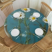 Patifu Daisies Round Tablecloth Stain-Resistant Washable Indoor Outdoor Table Cover Full Width Single-Sided Printing Home Decor for Restaurants Weddings Parties 31"-35