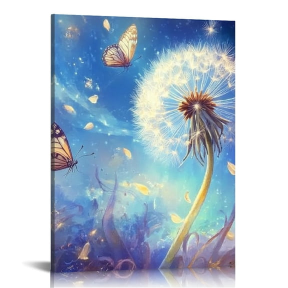Patifu Dandelion Butterfly Fantasy Wall Decor Canvas Art Print 12x16 in