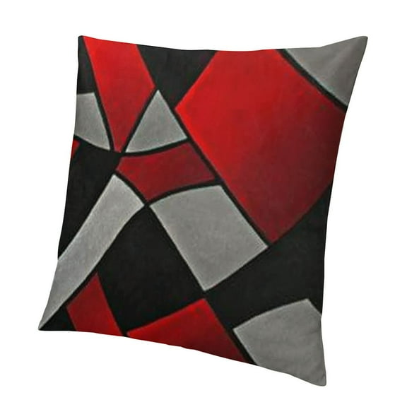 Patifu Decorative Pillows for Couch Red and Black, Black Red Pillow Covers Set Outdoor Abstract Throw Pillowcase Geometric Square Cushion Cases with Zipper for Sofa Bed Couch Living Room 18x18in