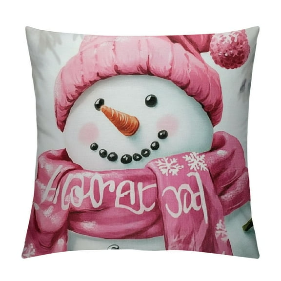 Patifu Decorative Throw Pillow Cover Pink Christmas -  Santa Snowman Christmas Tree Cushion Cases  Xmas Winter Holiday Pillowslip, Great for Sofa,Patio,Bedroom Decor 12x12in