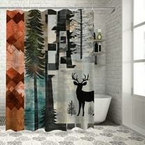 Patifu Deer Trees Bathroom Shower Curtain Set with Hooks, Premium Polyester Waterproof Shower Curtain for Bathroom Decoration 36"x72