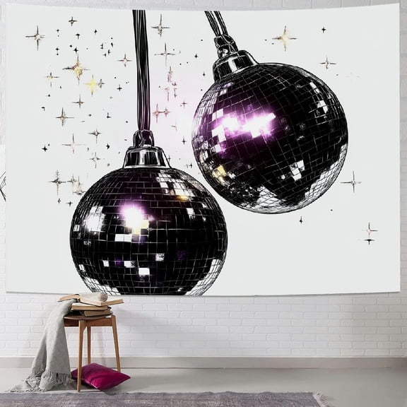 Patifu Disco Balls Star Background Concept Art Tapestry Wall Hanging Unique Style Graphic Tapestries Home Decor for Living Room Bedroom 40x30inch