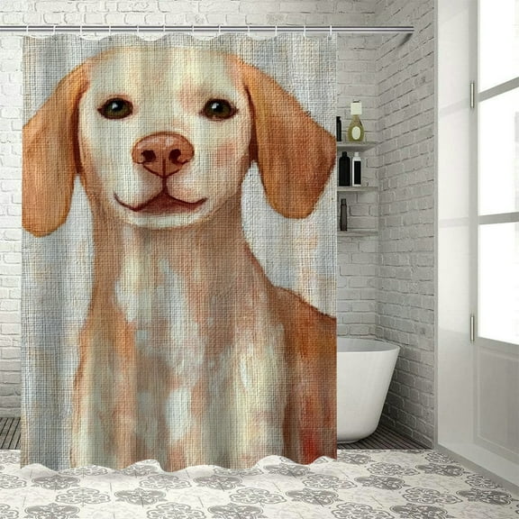 Patifu Dog Furry Art Shower Curtain Set with Hooks, 100% Polyester 36"x72