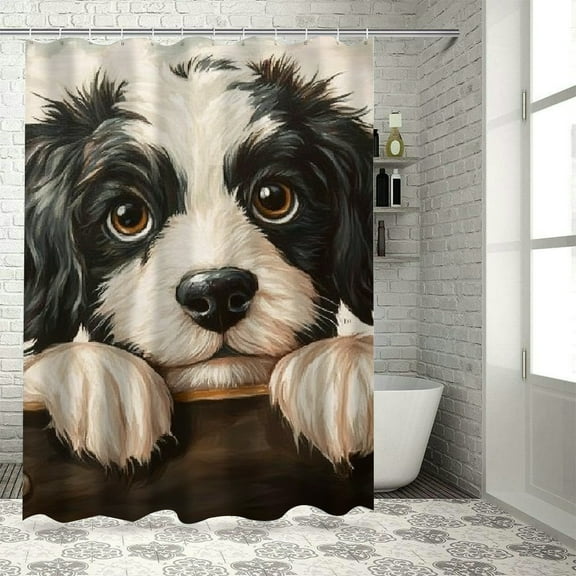 Patifu Dog Sign Painting Chic Modern Bathroom Decor Shower Curtain 36"x72