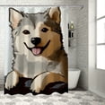 thumbnail image 1 of Patifu Dog Table Digital Art Shower Curtain 100% Polyester with Hooks 36"x72, 1 of 7