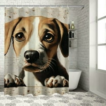 Patifu Dog Theme Bathroom Shower Curtain with Hooks 100% Polyester 36"x72