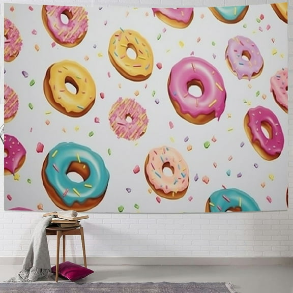 Patifu Donuts Sprinkles Star Tapestry Wall Hanging Unique Style Graphic Tapestries Home Wall Decor Art for Living Room Bedroom Apartment Farmhouse Dorm 40x30inch