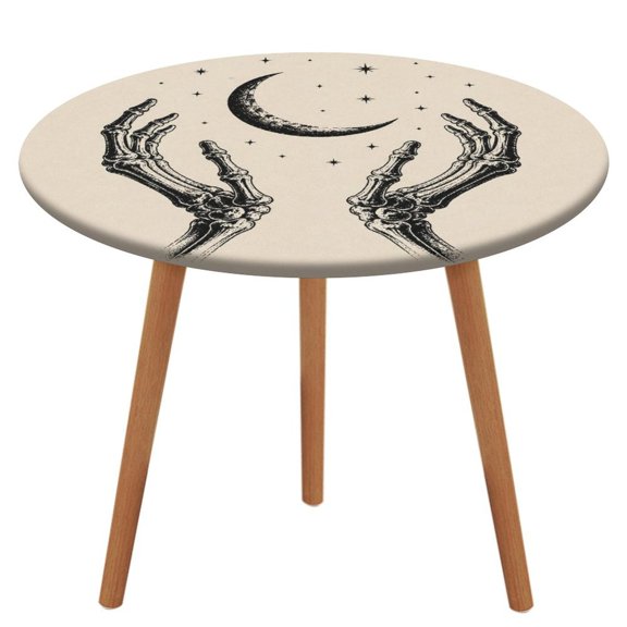 Patifu Double Skeleton Hands Crescent Moon Stars Table Cloth, Waterproof Oil-Proof, Wipeable Spill-Proof Table Cover for Dining Table, Heavy Duty Durable Tablecloth for Kitchen, Party, Picnic, Home D