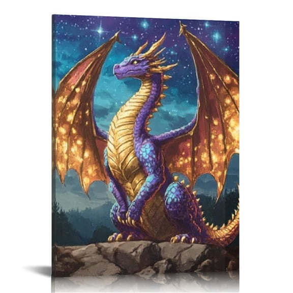 Patifu Dragon Stars Sky Canvas Prints Wall Art for Living Room Bedroom Home Office Decor 12x16 in