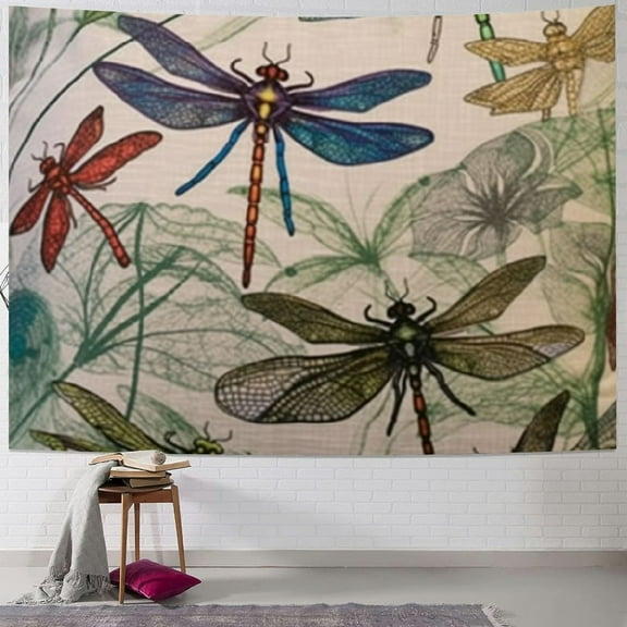 Patifu Dragonflies Tapestry Wall Hanging Unique Style Graphic Tapestries Home Wall Decor Art for Living Room Bedroom Apartment Farmhouse Dorm 40x30inch