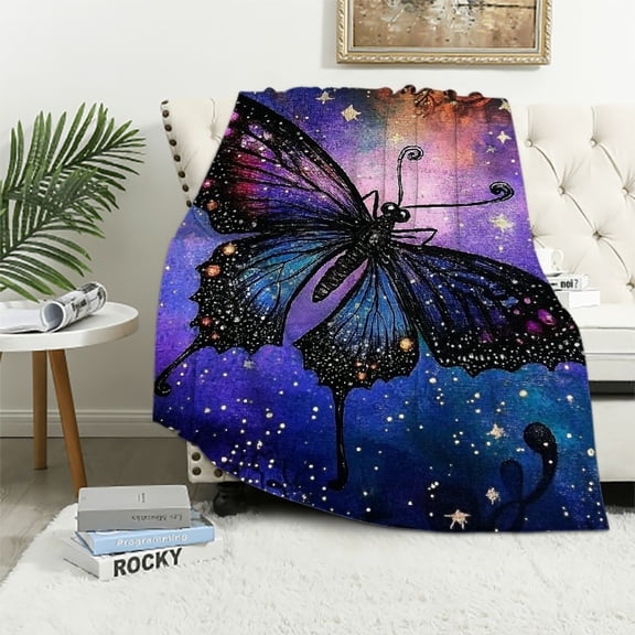 Patifu Dragonfly Blanket Soft Cozy Purple Dragonfly Throw Blanket Super Warm Fuzzy Fluffy Dragonfly Lightweight Flannel Gifts Blankets for Kids Adults 60x80in