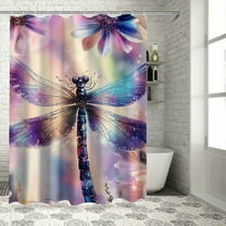 Patifu Dragonfly Flowers Fantasy Art Shower Curtain 100% Polyester Chic Modern Bathroom Decor with Hooks 36"x72