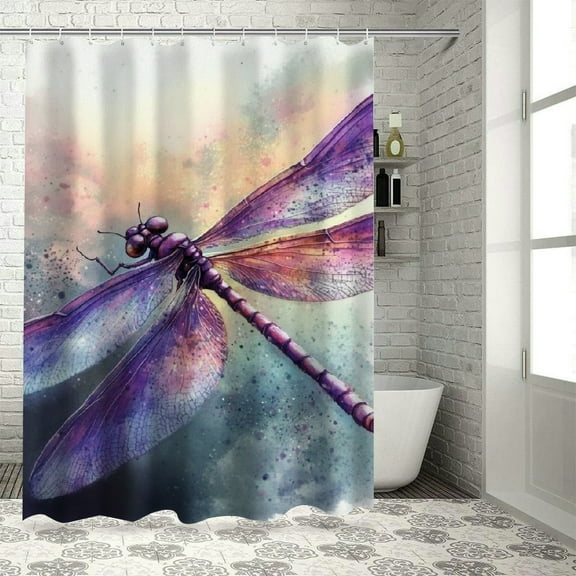 Patifu Dragonfly Shower Curtain 100% Polyester Home Bathroom Decoration with Hooks 69"x72