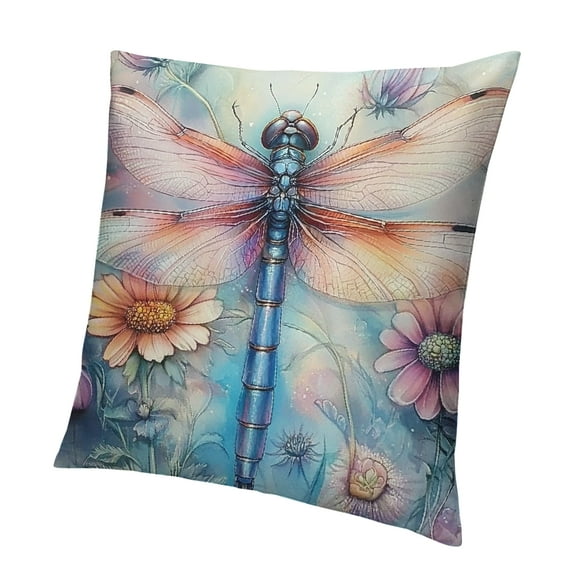 Patifu Dragonfly Throw Pillow Covers Kids Blossom Flowers Floral Daisy Pattern Cushion Case for Boys Girls Natural Scenery Animal Decor Pillowcase Home Decor 12x12in