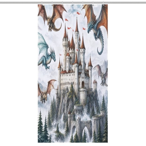 Patifu  Dragons Castle Modern  Bathroom Shower Curtain, Waterproof and Mildew-proof, Thickened Wet and Dry Separate Shower Curtain,