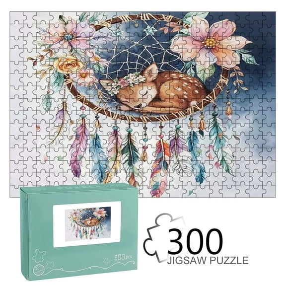 Patifu  Dreamcatcher And Fawn Wooden Jigsaw Puzzle, HD Printed Art Puzzle, Interactive Family Game, Wall Decor for Bedroom Living Room, Educational, Fun Gift for Adults and Family