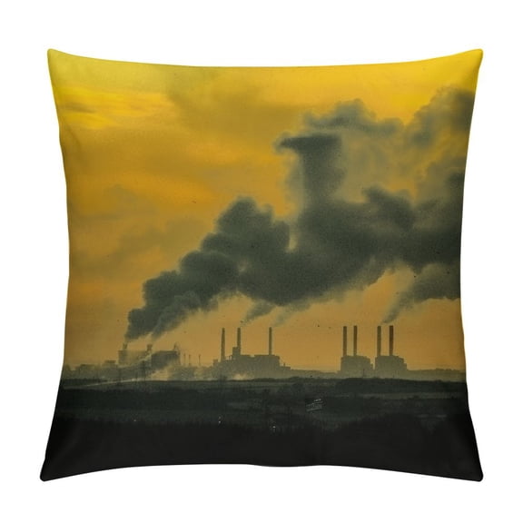 Patifu Factory Smoke Stacks Graphic Decorative Cushion Throw Pillow Cover for Home Living Room Sofa - Aesthetic Short Plush Home Furnishing 12x12in